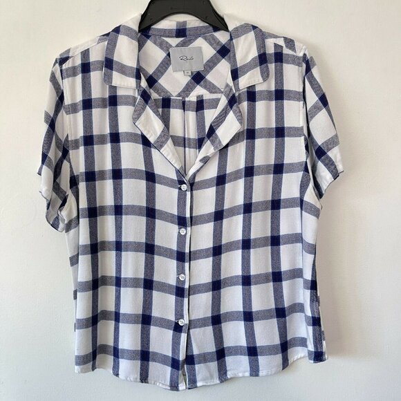 Rails M Plaid Short Sleeve Crop Button Down Shirt - Picture 7 of 7